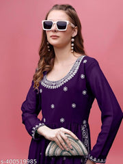 Shree Ramkrishna Fab Embroidered A-Line Georgette Kurta