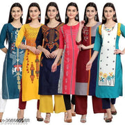 Polyster/Crepe fabric-New Fancy Dhamaka Kurti On Lowest Price & Best Quality pack 6