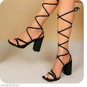 Camyour fashionable ladies black lace up heels for women and smart beautiful cute girls