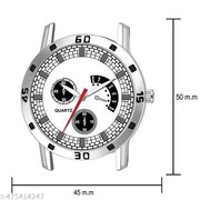 Trendy Steel Round Silver Dial Analog Wrist Watch For Men and Boys