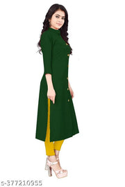 Yova Style Front Slit Cotton Straight Casual Wear Kurti Kurta For Women Regular Use With Mandarin Chinese Collar Show Button Latest Design Girls Formal Dress