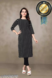 Polyster/Crepe fabric-WOMEN PRINTED A-LINE KURTI