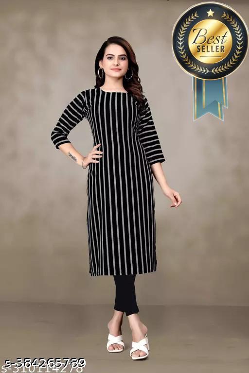Polyster/Crepe fabric-WOMEN PRINTED A-LINE KURTI