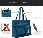 Double Pocket Handbag for Women: Stylish, Ideal Companion for Work, Travel, Polyester Material, Spacious 10-liter Capacity, 6 Pockets. (Blue)…