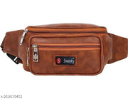 Swanky Leather Waist Pack Travel bag for Money|Belt| Cards| Mobile|Documents|Kit Books And Bills Dairy Pouch Cross Side Bags for men Women. With Belt Stylish Waist Small Luggage Accessories bags With Trust Unisex PU Waist Pack bag with Belt for travel