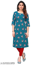 Polyster/Crepe fabric-Women Printed Straight Kurti