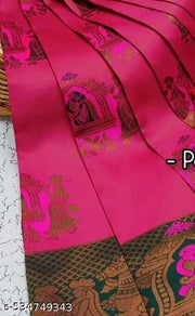 Beautiful Art Silk Jacquard Border Saree With Unstitched Running Blouse For Women Wedding Wear Party
