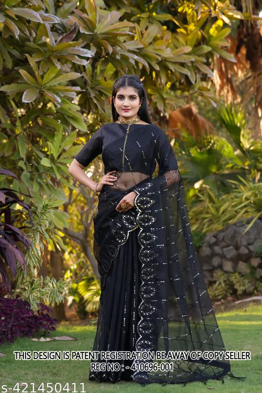 Bollywood Party Wear Sequence Organza Saree With Tassels and Latkans looking like a wow…