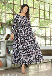 Printed long gown for women
