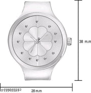 Fancy Flower Design Metal Chain Analog Watch For Womens & Girls