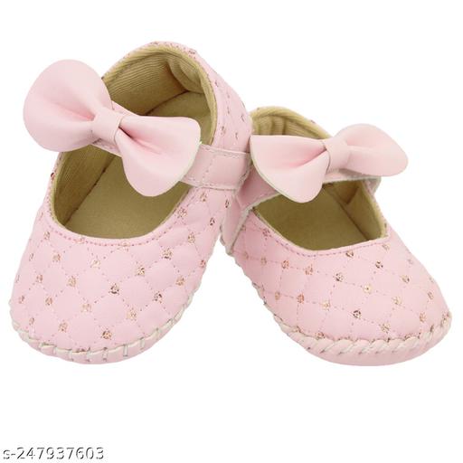 Neska Moda 6 To 12 Months Baby Girls Synthetic Leather Self design Sandal Booties (Pink)-BT1621