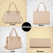 GRAADA Latest Trendy Branded Cream Handbag Synthetic Leather Women's Satchel Bag | Ladies Purse Handbag | Women bags