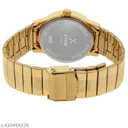 XTIME Analogue Day & Date Functioning Wrist Watch Gold Dial & Gold  Chain for Men's & Boys