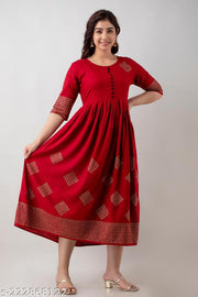 Stylish Rayon Printed Anarkali Flared Kurta