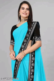 Solid/Plain Daily Wear Georgette Saree