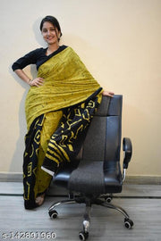 Kunj lets love fashion Latest Pure Cotton MULMUL Saree Hand Block Prinred, Mulmul Cotton, Hand Printed, Handloom Bagru Print Saree in Multicolour
