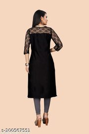 Polyster/Crepe fabric-Embelioshed Work Design Kurti