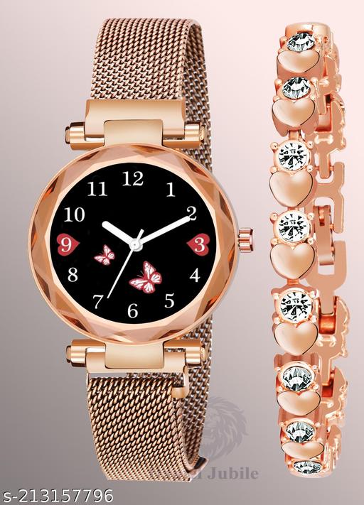 Luxury Mesh  Magnet Buckle Starry sky Quartz Watches For girls.