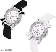 TRENDING BUTTERFLYDIAMOND GIRLS WOMEN BEAUTIFUL ANALOG WATCH COMBO |  Trendy Butterflys  Diamond dial Latest Collection Women's & Girl's