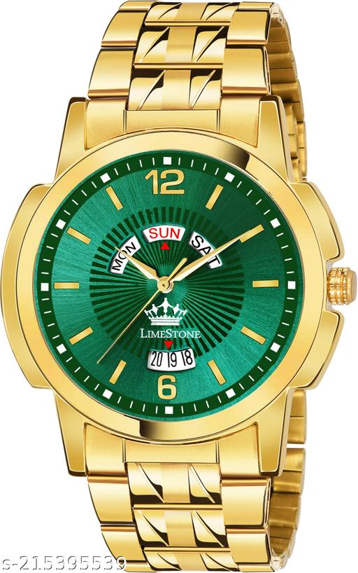 LIMESTONE Day & Date Original Gold Plated HMTS Quartz Analog Watch - For Men ()