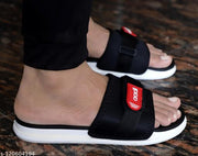 MRJ1455 Men's Black Synthetic Leather Daily Casual Slipper