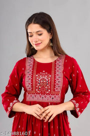 GF 106 TM MAROON DESIGNER FRONT SLIT KURTI