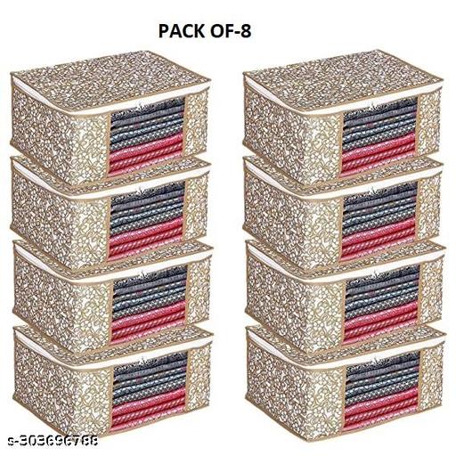 New Saree Cover Set of 8 Non Woven Fabric Clothes Organiser for Wardrobe with Transparent Window & Zip Clothes Storage Bag for Lehenga, Suit, Dress Saree Packing Covers for Clothes