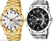 Day n Date Men Stylish Analog Latest Watches Combo - Set of 2 - GOLD-8-AND-SLV-1