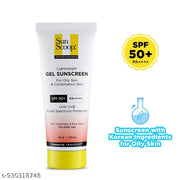 SunScoop Ceramides & Rice Water Gel Sunscreen | SPF 50+ PA++++ | For Oily & Combination Skin | Oil-Free Finish | Sweat-Free | Lightweight Formula | Protects Skin Barrier | No White Cast, Lightweight, Non Sticky | 45g