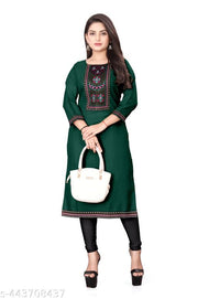 Designer Kurti New Collection Cotton Blend Stylish New Trendy , Women Kurti , Kashmiri Pheran, Cotton Kurti,Embroidered Pattern Casual Kurta for Girls & Women