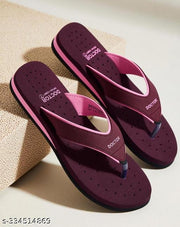 Aaksu DOCTOR ORTHOCOMFY Soft Women's Diabetic & Orthopedic Light Weight Slippers FlipFlops maroon pink