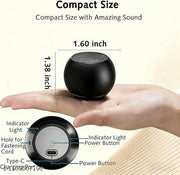 Mini Wireless Bluetooth Speaker with Heavy Metal Electroplating Round Speaker | Wireless Power Button Controlled, Long Lasting Battery & Quick Charge Pack of 1 (Multicolor)