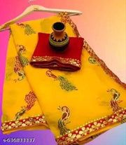 Fancy georgette saree  with lace and blouse