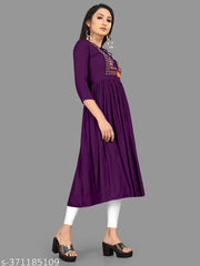 rayon kurti embroidered