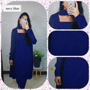 "Graceful Tradition 1000 Butti Handloom Women's Kurti for a Regal Look with Intricate Embroidery and Elegant look"(NAVY BLUE)
