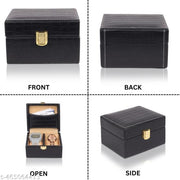 RABIYA 2 Slot Watch Storage Box for Men & Women Portable Watch Organizer Case Watch Box (Black, Holds 2 Watches) | Watch Box | Watch Storage Box | Watch Case | Watch Organizer | Watch Display Box | Wooden Watch Box | Leather Watch Box |
