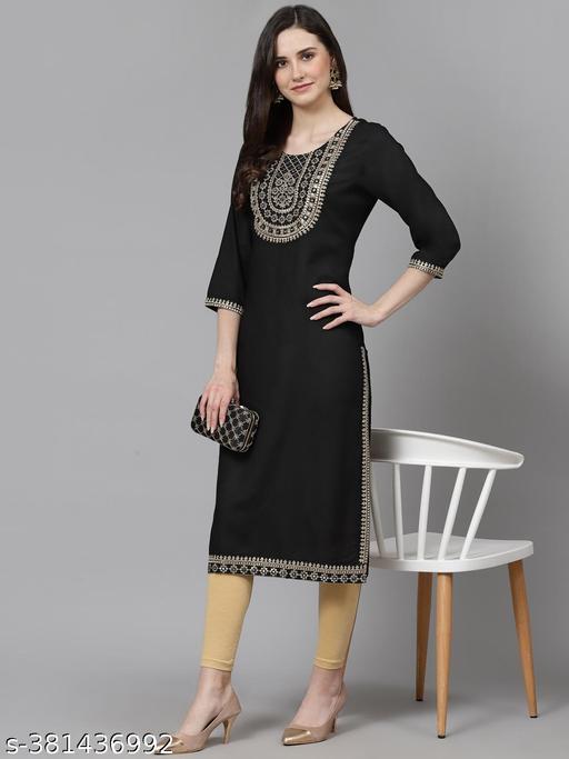 Women Embroidered Straight Kurta