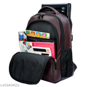 Zerus Trendy Brown PU Leather Casual 25L Laptop Backpack For Men & Women Travel Backpack For Office College Business Trip & Daily Used Daypack For Boys Girls Students & Professionals