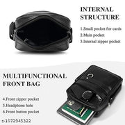 BAGVERSE Premium PU Leather Mini Sling Bag for Men | Cross Body Travel Side Bag | Adjustable Detachable Strap | Multi Pocket Casual Shoulder Bag | Black