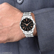 Black Watch With King Bracelet King Bracelet Designer Strap Stylish Sport Look Boys watch for men Analog Watch - For Boys