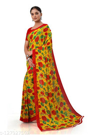 Kanooda Prints Fancy Women's Georgette Printed Sarees.