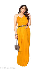 Festive wear Plain Solid  georgette saree with blouse piece