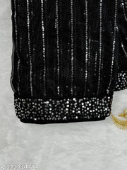 Elegant Sequin Net Saree with Matching Blouse