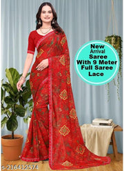 Comfortable Georgette Printed Daily Wear Saree with unstitched Blouse Piece, New Arrival Latest saree, Trending Saree