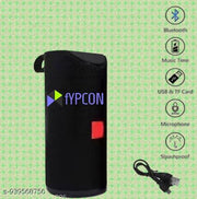 FYPCON TG113 Portable Bluetooth Speaker, Black Mesh Fabric, Wireless Audio Device with Red Logo, Cylindrical Design