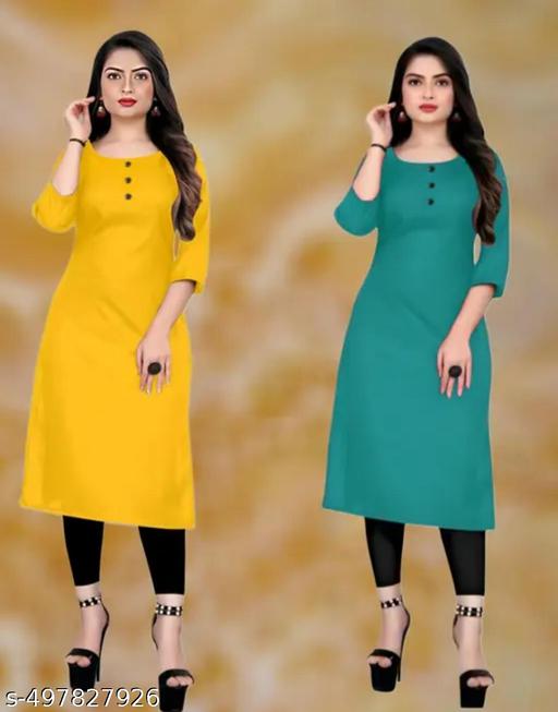 DOZZER FOX casual crape low price  daliy wear kurti combo of 2 sleeve 3/4