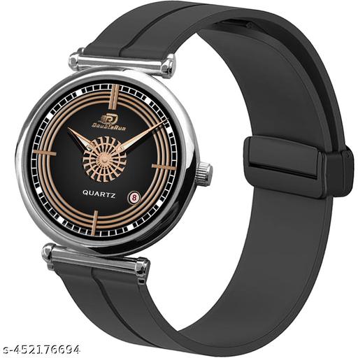 Date Function  Magnet Strap Analog Watch for Men & Boys Silver_26000k