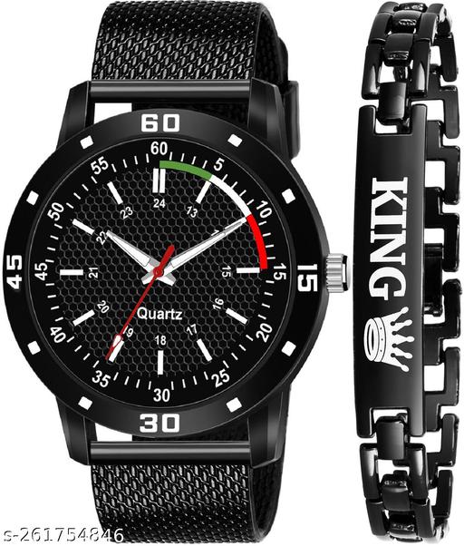 Black Watch King Bracelet for Men Analog Watch - For Men