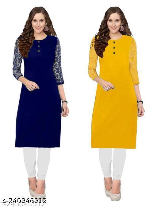 Polyster/Crepe fabric-Combo Latest Design Kurti For Women's