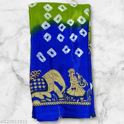 Womens bollywood bandhani crepe silk animal print saree with blouse